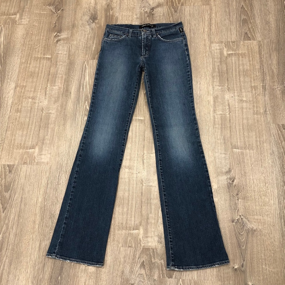 Versace Jeans Couture Y2K LowRise Bootcut Jeans 27x33 Medusa Patch Italian Denim
